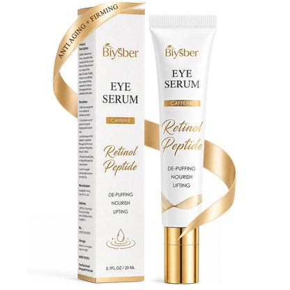 Under Eye Serum for Dark Circles & Puffiness : Caffeine Retinol Peptide Eye Serum for Fine Lines and Wrinkles, Hydrating Daily Eye Care for Women & Men, 0.7 fl oz