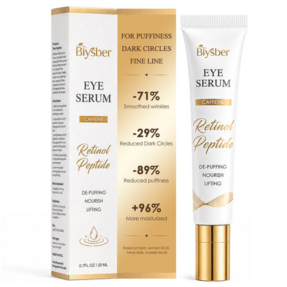 Under Eye Serum for Dark Circles & Puffiness : Caffeine Retinol Peptide Eye Serum for Fine Lines and Wrinkles, Hydrating Daily Eye Care for Women & Men, 0.7 fl oz